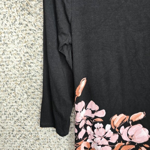 Daniel Rainn Top Womens PS Petite Small Black Floral‎ Print 3/4 Sleeve Casual - Picture 3 of 7